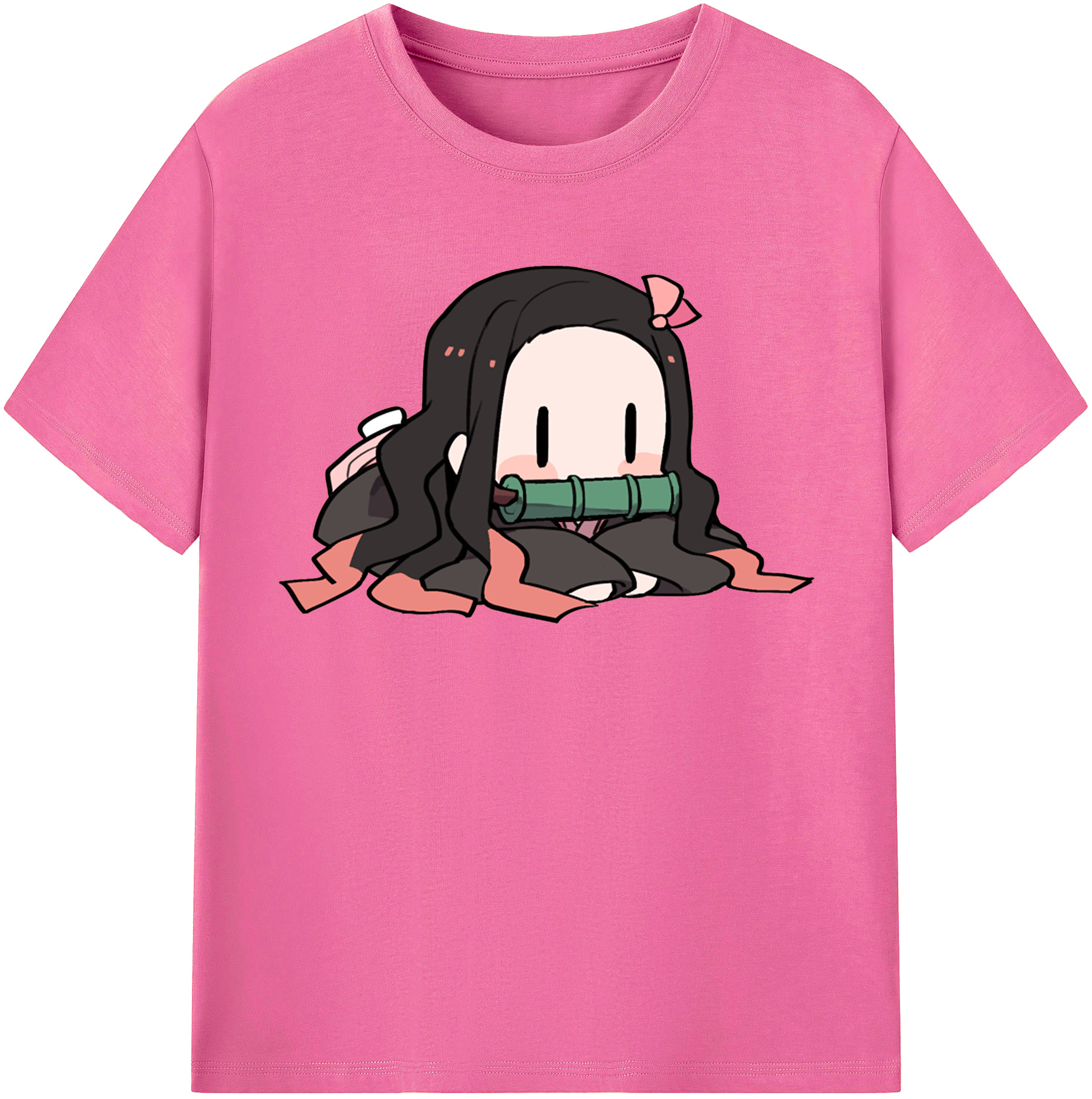 （画像用） 鬼滅の刃（きめつのやいば）竈門 禰󠄀豆子／かまど ねずこ Kamado Nezuko レディースカジュアルプリントTシャツ（綿100％）